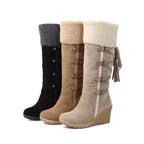 Damen Wedge-Stiefel mit gefüttertem Schaft und modischer Schnürung R&B