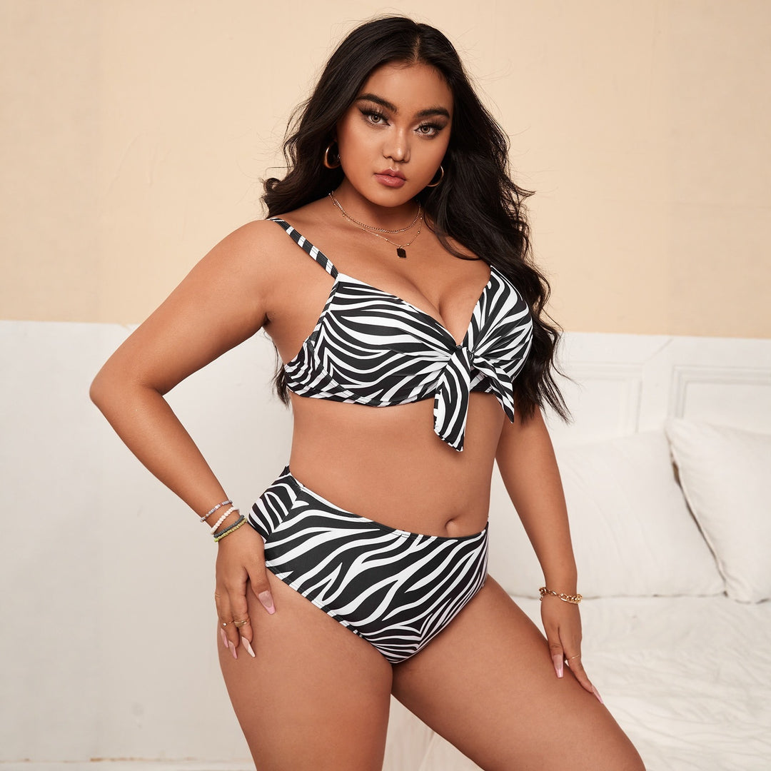 Damen Bunt gemusterter Bikini mit Knotendetail R&B