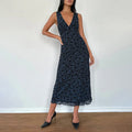Damen Maxikleid mit floralem Spitzenmuster und tiefem V-Ausschnitt R&B