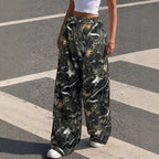Damen Weitgeschnittene Print-Hose mit elastischem Bund R&B