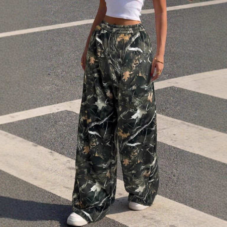 Damen Weitgeschnittene Print-Hose mit elastischem Bund R&B