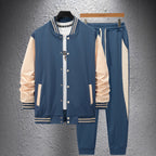 Herren nan College-Trainingsanzug aus Baumwollmischung mit gesteppter Collegejacke und tapered Jogginghose R&B