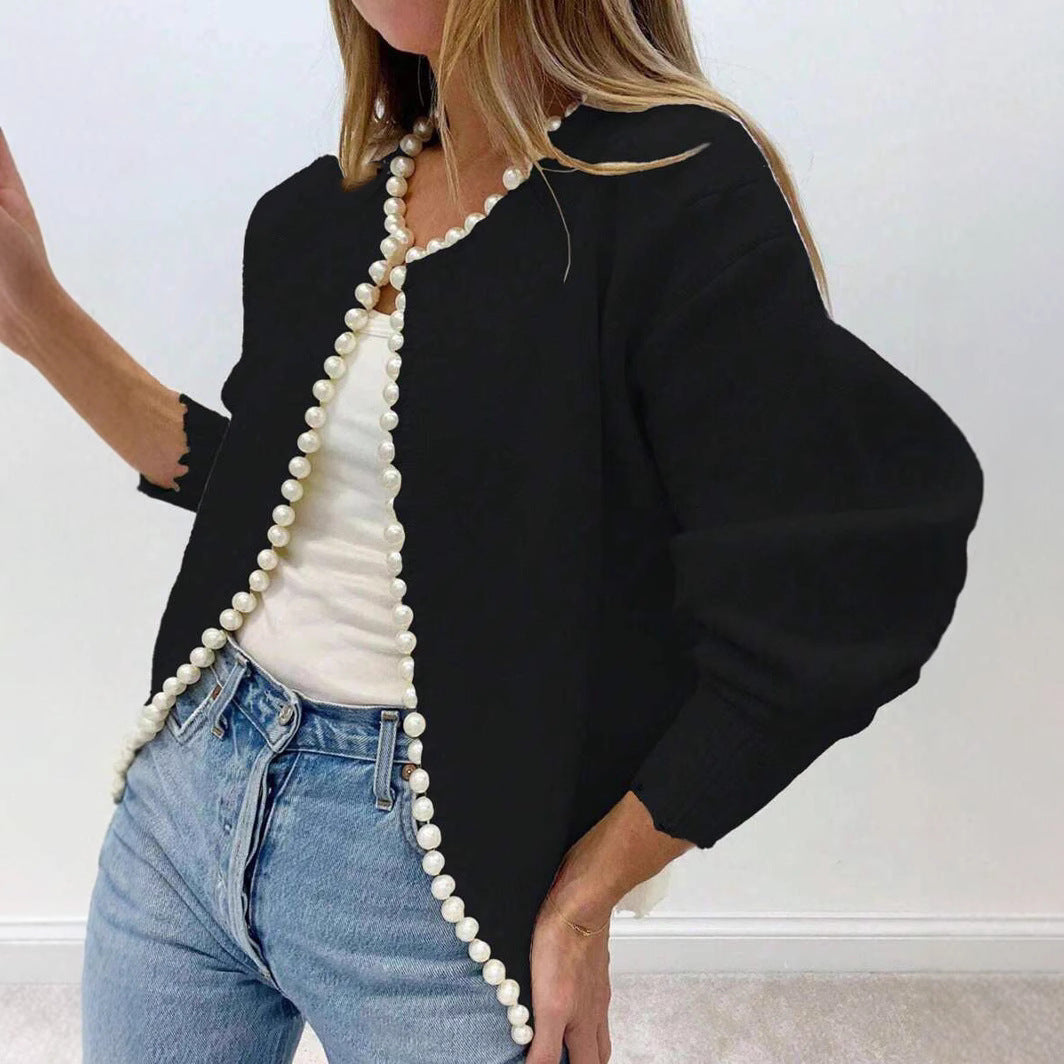 Damen Strickjacke mit Perlenbesatz R&B