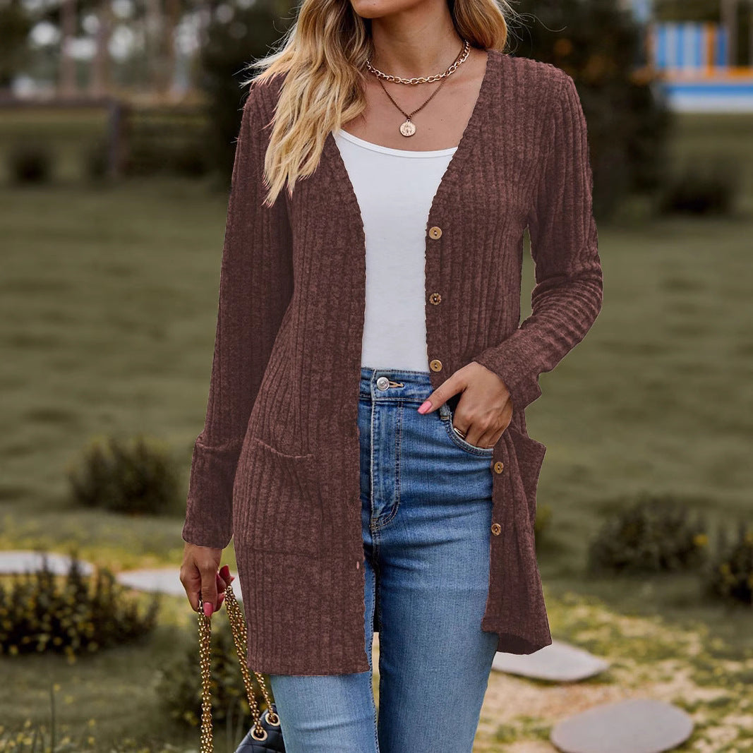 Damen kuschelige Strickjacke mit praktischen Taschen und modischem Rippdesign R&B