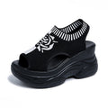 Damen Offene Plateau-Sandalen mit modischem Strickdesign und innovativer Sohle