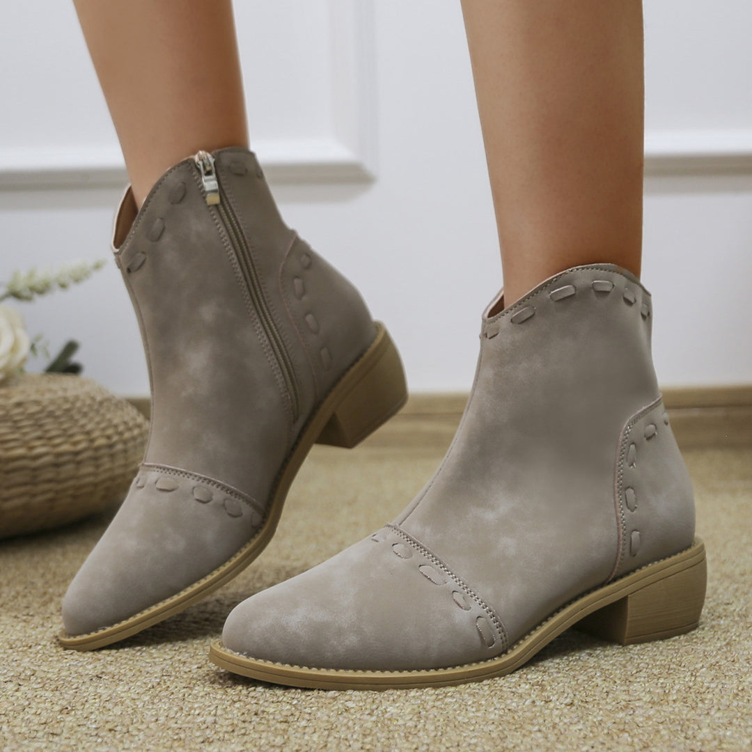Damen elegante Stiefeletten mit modischen Ziernähten und praktischen Reißverschluss R&B