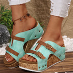 Damen Wedge-Sandaletten mit verstellbaren Riemen und ergonomischem Korkfußbett R&B