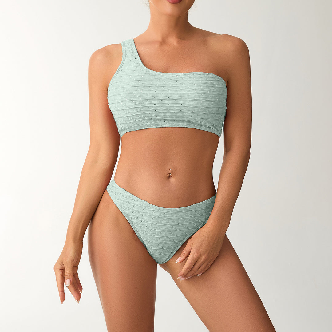 Damen asymmetrisches Bikiniset mit strukturierter Oberfläche R&B