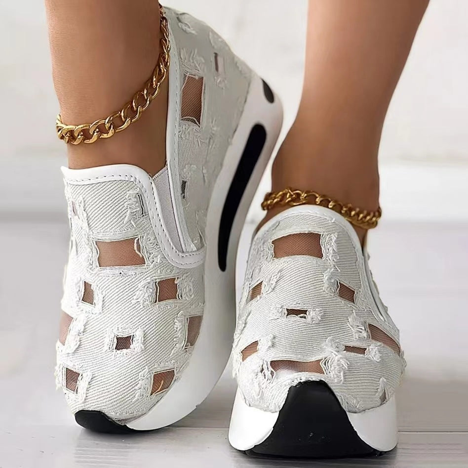 Damen Atmungsaktive Slip-On Sneakers mit modischem Lochdesign R&B