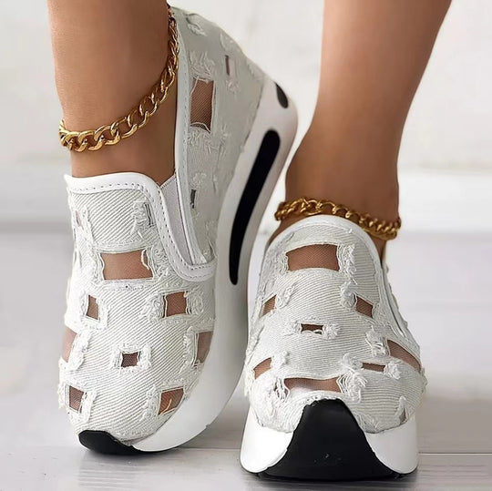 Damen Atmungsaktive Slip-On Sneakers mit modischem Lochdesign R&B