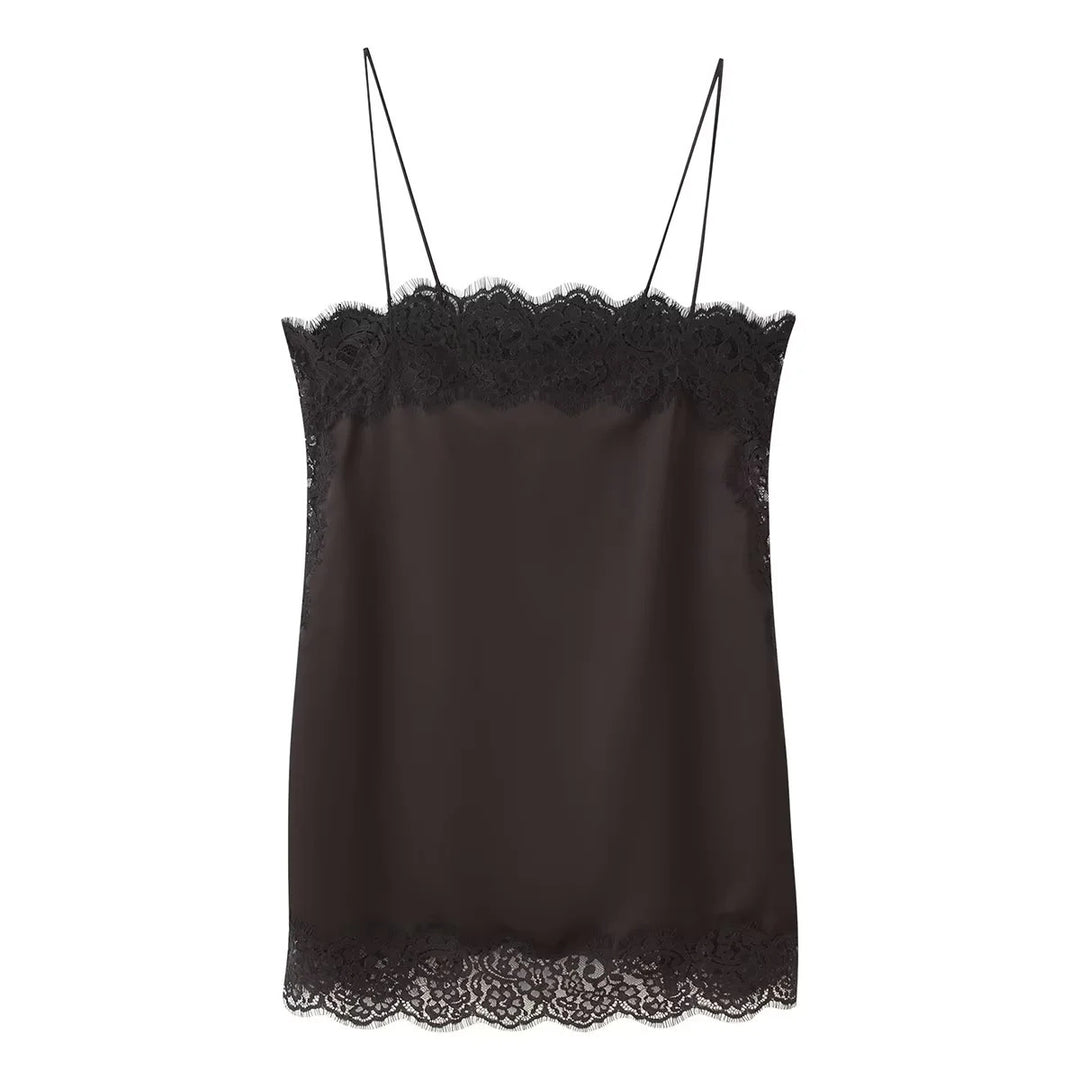 Damen elegante Satin-Hosen mit Spitzenakzenten R&B