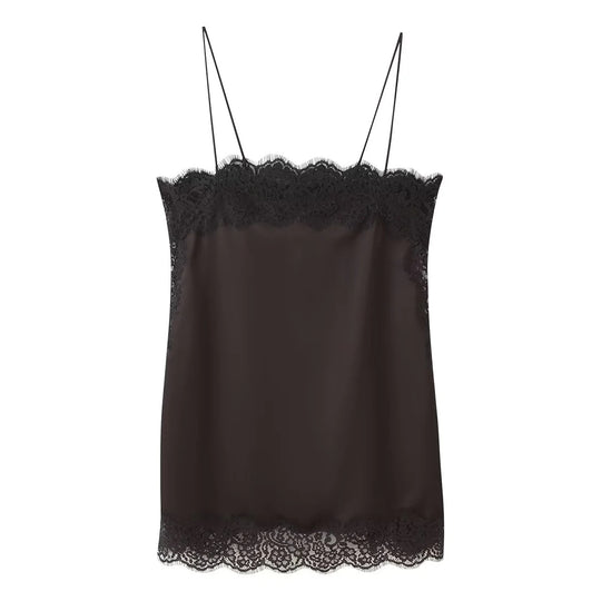 Damen elegante Satin-Hosen mit Spitzenakzenten R&B