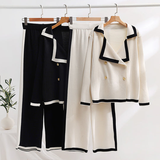Damen elegantes Loungewear-Set mit Kontrastdetails R&B