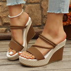 Damen Wedge-Pantoletten mit geflochtenem Riemendesign und komfortablem Fußbett