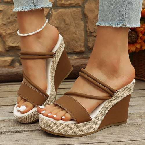 Damen Wedge-Pantoletten mit geflochtenem Riemendesign und komfortablem Fußbett R&B