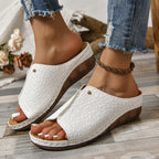 Damen Wedge-Pantoletten mit elegantem Krokodil-Look und komfortabler Sohle R&B