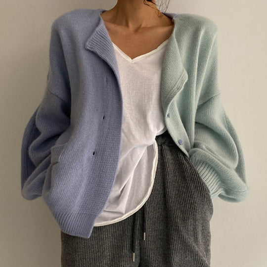 Damen Kuscheliger Strickcardigan mit hohen Ärmeln und einzigartigem Design R&B