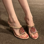 Damen elegante Pailletten-Sandalen mit verziertem Riemen R&B