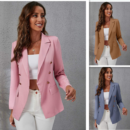 Damen eleganter Blazer mit doppelter Knopfleiste und seitlichen Taschen R&B