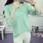 Damen gestreiftes Langarmshirt mit weichem Strukturstoff und lässigem Schnitt