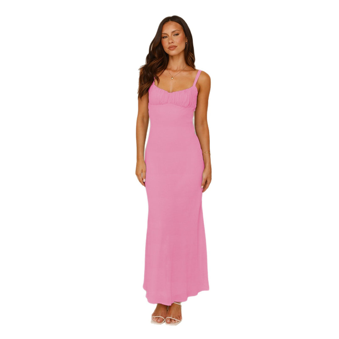 Damen Elegantes Maxikleid mit sanften Rüschendetails und schmalen Trägern R&B