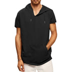 Herren lässiges Kurzarm-Hoodie mit praktischer Kängurutasche R&B