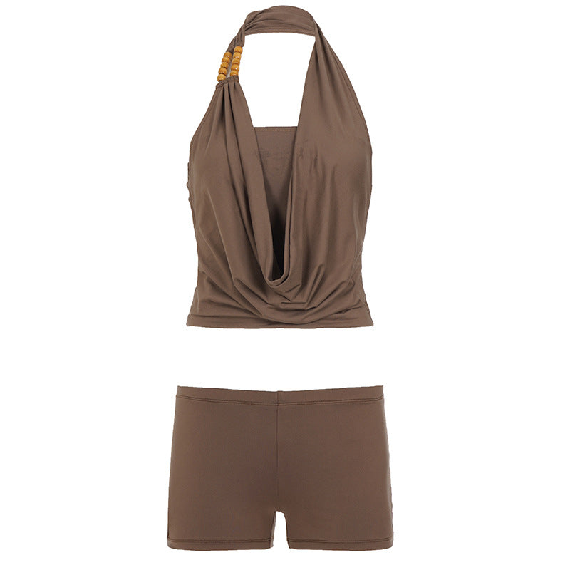 Damen Sportliches Bikini-Set mit verstellbarem Haltertop und bequemen Shorts R&B