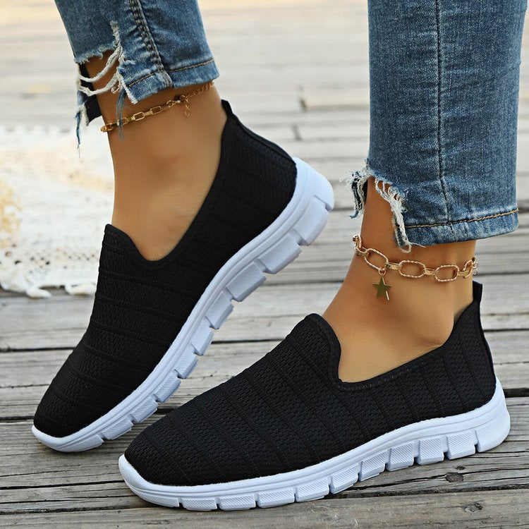 Damen Slip-On Sneakers mit atmungsaktiver Oberflächenstruktur und rutschfester Sohle R&B