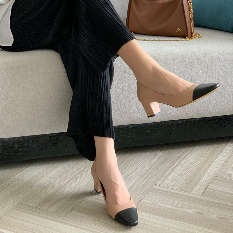 Damen Pumps mit elegantem Blockabsatz und kontrastierender Spitze R&B