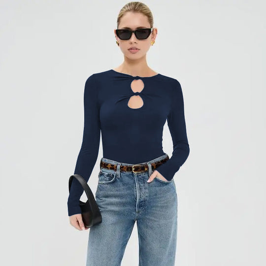Damen Langarm Oberteil mit raffinierten Cut-Outs und eleganten Details R&B