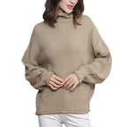 Damen Grobstrickpullover mit Rollkragen und luftiger Schnittgestaltung
