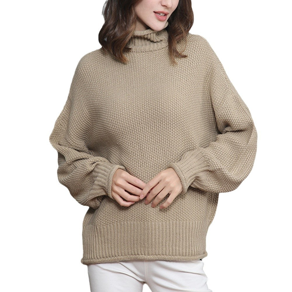 Damen Grobstrickpullover mit Rollkragen und luftiger Schnittgestaltung