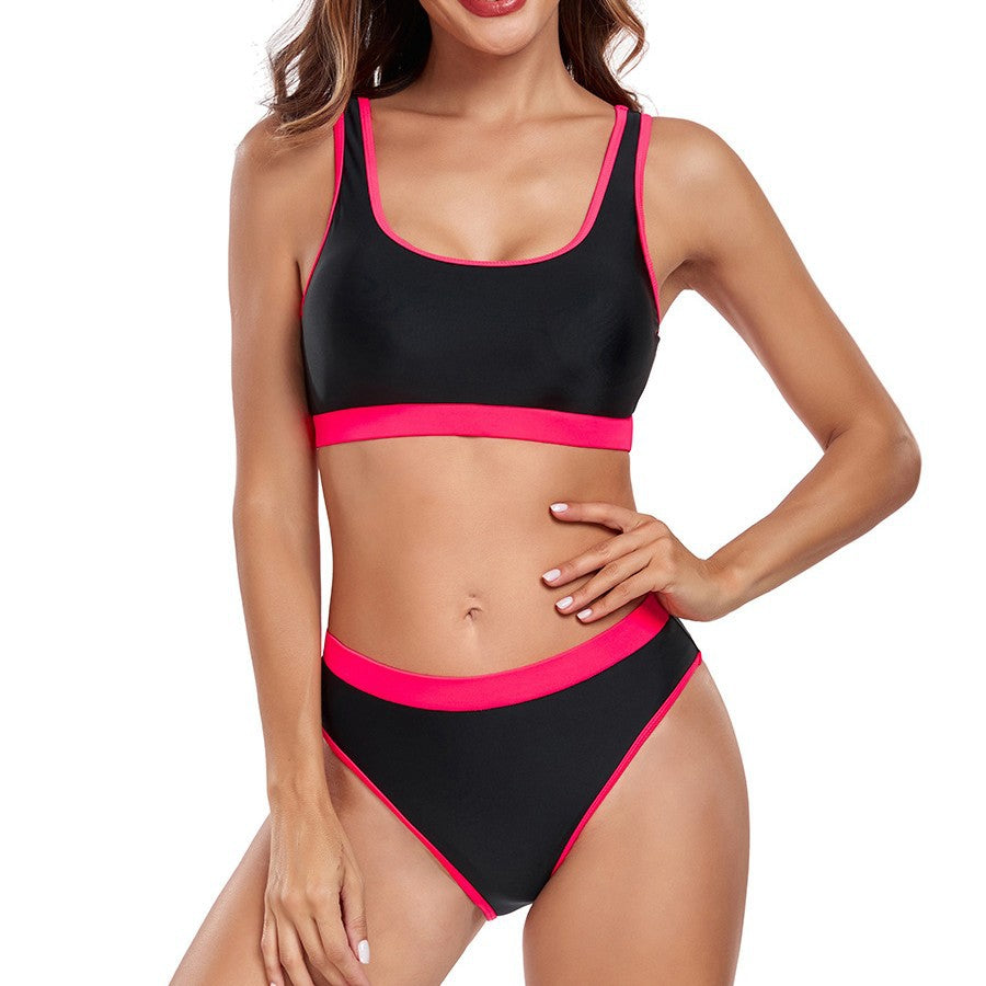 Damen Sportliches Bikini-Set mit kontrastierendem Bund R&B