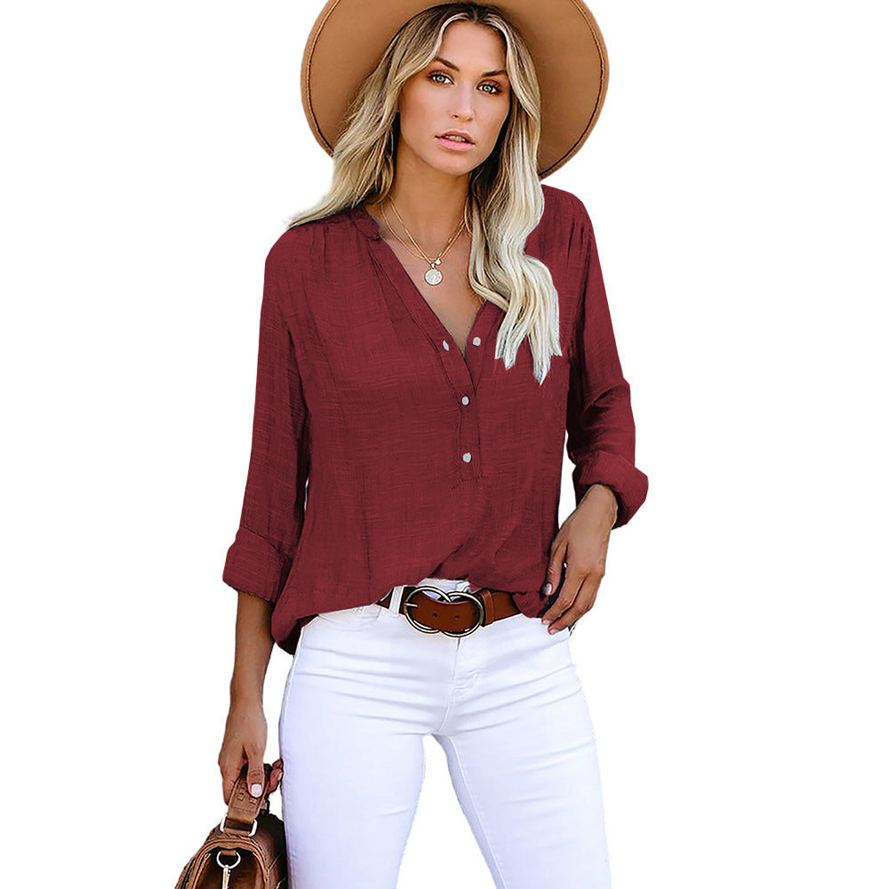 Damen Leichte und luftige Bluse mit Knopfleiste R&B