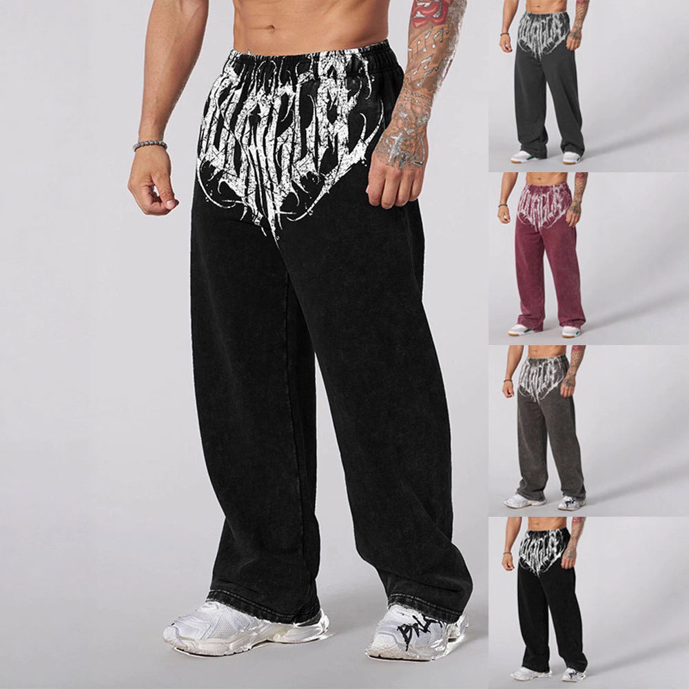 Herren nan weiche gewaschene Jogginghose mit weitem Schnitt und elastischem Bund R&B