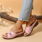 Damen Wedge-Pantoletten mit modischem Riemendesign und anatomischem Fußbett R&B