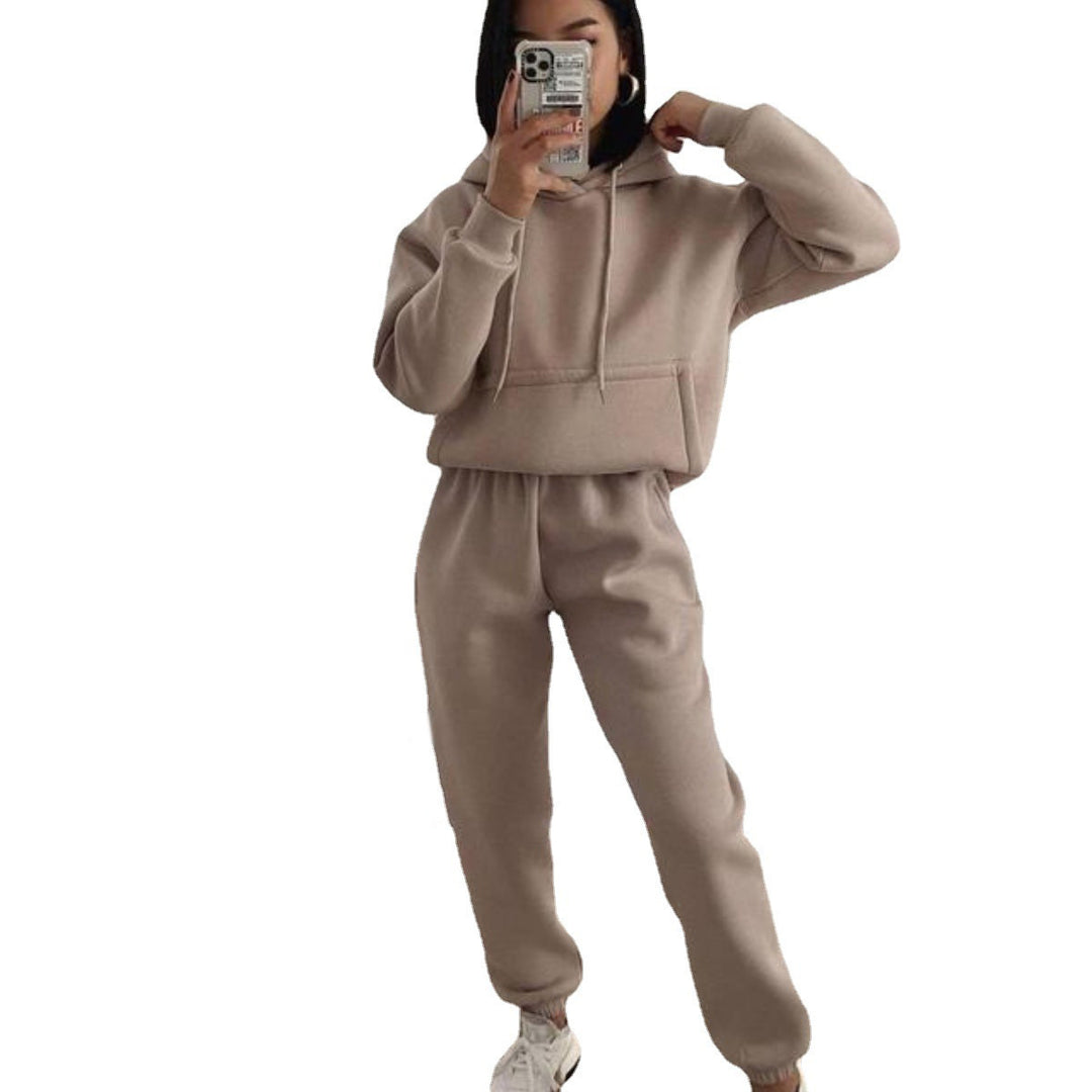 Damen Komfortabler Fleece Hoodie und Jogginghose Set R&B
