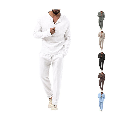 Herren lässiges Lounge-Set mit Knopfleiste und elastischem Bund R&B
