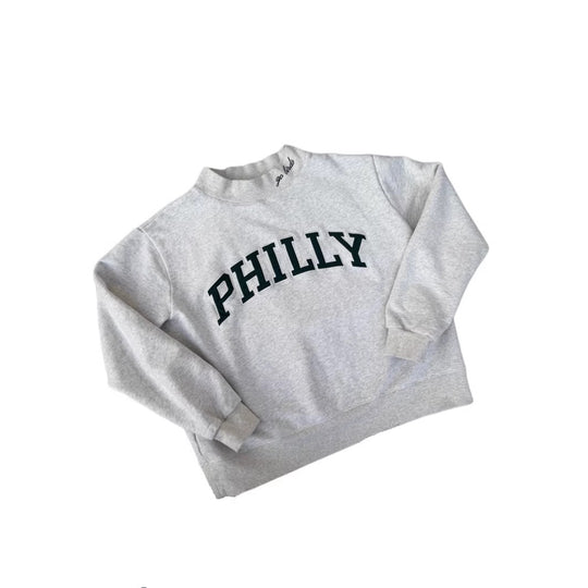 Damen nan weit geschnittenes College-Sweatshirt mit hohem Stehkragen und aufgenähtem Schriftzug R&B