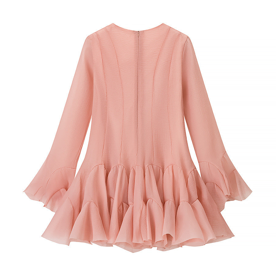 Damen Fransen-Kleid mit fließendem Rüschenabschluss R&B