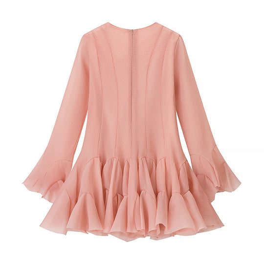 Damen Fransen-Kleid mit fließendem Rüschenabschluss R&B