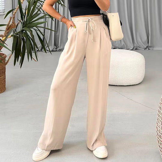 Damen Weite Freizeithose mit elastischem Bund und verstellbarem Kordelzug R&B