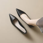 Damen elegante Pumps mit spitzem Zehenbereich und komfortablem Blockabsatz