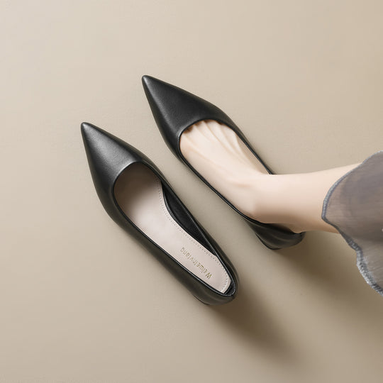 Damen elegante Pumps mit spitzem Zehenbereich und komfortablem Blockabsatz R&B