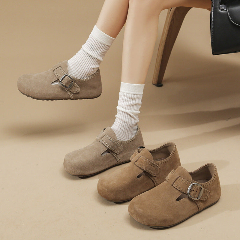 Damen Clogs aus weichem Wildleder mit verstellbarem Riemen R&B