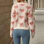 Damen Sweater mit Herzmuster und weitem Schnitt