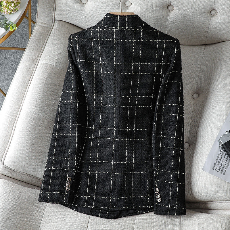R&B | Blazer Taillierte Passform Strukturiertes Tweed Doppelreihig mit Knöpfen