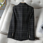 R&B | Blazer Figurschneider Tweed Textur Doppelreiher Karomuster