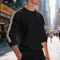 Herren modischer Strukturpullover mit seitlichen Kontraststreifen und Rundhalsausschnitt R&B