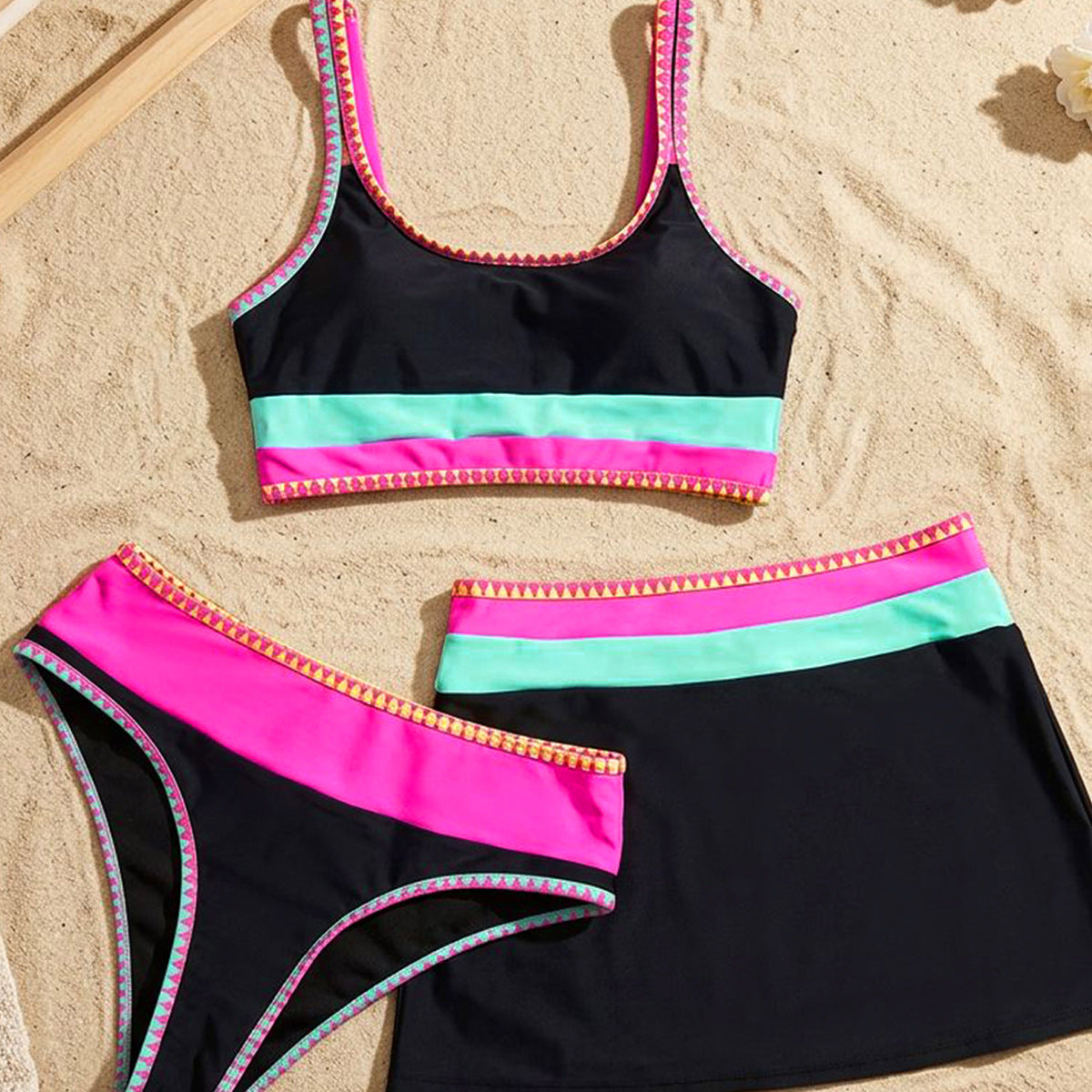 Damen Buntes Sportliches Bikini-Set R&B